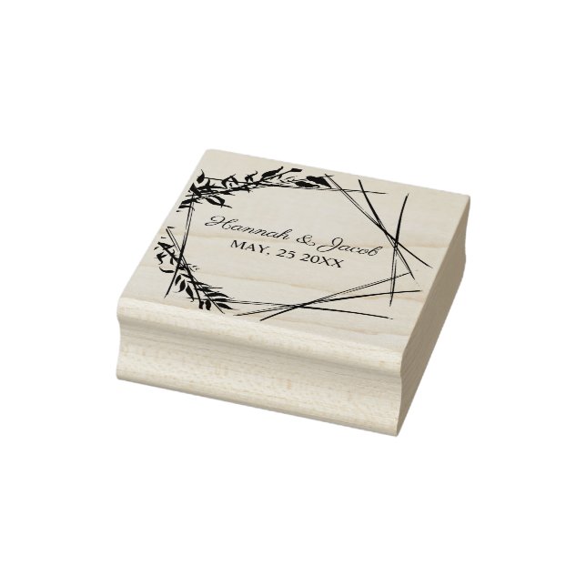 Botanical Geometric with Leaves Wedding Design Gummistempel (Stempel)