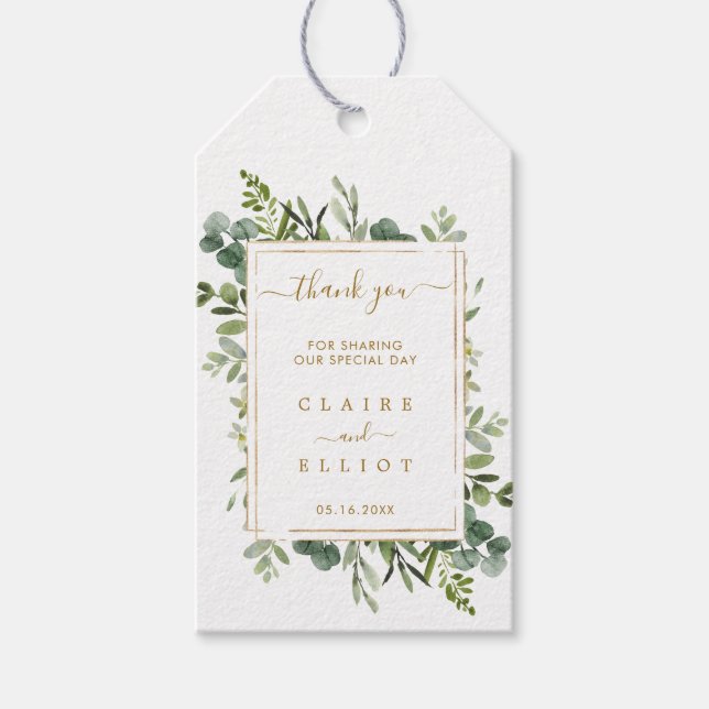 Botanical Gold Greenerity Wedding Vielen Dank Geschenkanhänger (Vorderseite)