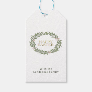 Botanical Gold Wreath Moss Green Easter Geschenkanhänger