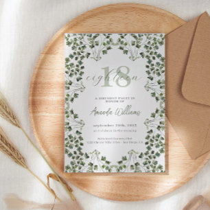 Botanical Green 18e anniversaire Invitation