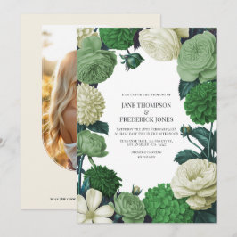 Botanical Green, Fern Shadow & Ivory Bud Wedding Einladung