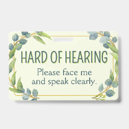 Botanical Green Leaves Hard of Hearing Deafness Ausweis
