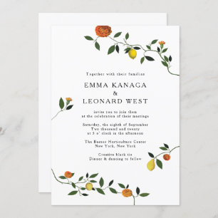 Botanical Greenerife, Lemons, Marigolds Invitation