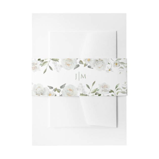 Botanical Greenery Floral Chic Wedding Monogram Einladungsbanderole (Vorderseite Beispiel)