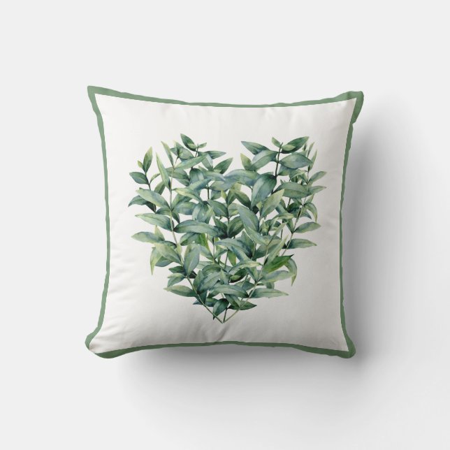 BotanIcal Greenery Heart Shaped Kreath Kissen (Vorderseite)