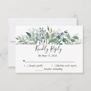Botanical Greenery RSVP Mariage Kindly Répondre