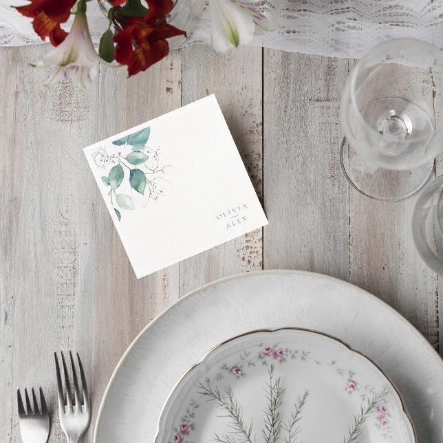 Botanical Greenery Wedding Napkin Serviette (Von Creator hochgeladen)