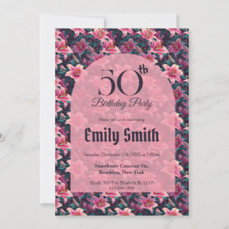 Botanical Inspired Lilies Aesthetic Summer Party Einladung