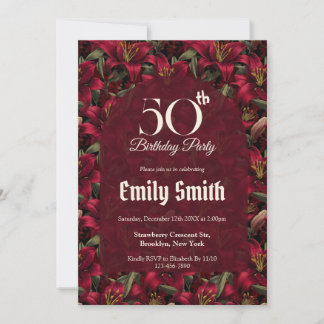 Botanical Inspired Lilies Themed Girl Birthday  Einladung