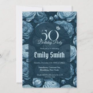Botanical Inspired Ranunculus Fantasy Birthday Einladung