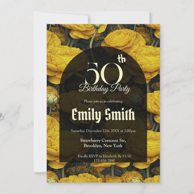 Botanical Inspired Ranunculus Fantasy Summer Party Einladung (Vorderseite)