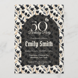 Botanical Inspired Tulip Sparkle Birthday Present Einladung