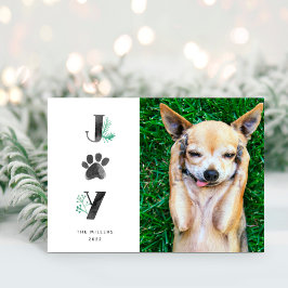 Botanical Joy Paw Print | Foto von Haustieren Feiertagskarte