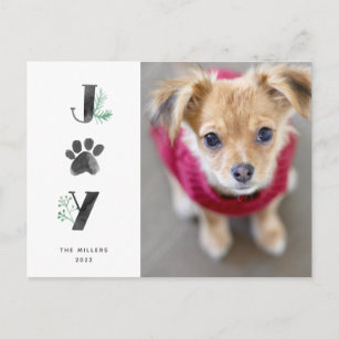 Botanical Joy Paw Print   Foto von Haustieren Feiertagspostkarte
