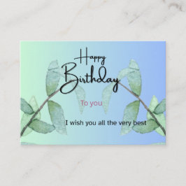 Botanical Leaves Birthday Card | Elegant Gradient  Begleitkarte
