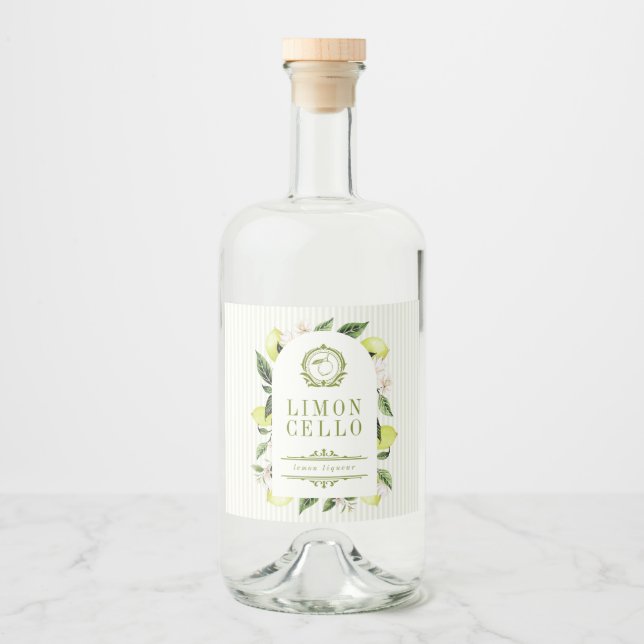 Botanical Lemon Frame Limoncello  Alkoholflaschenetikett (Vorderseite)