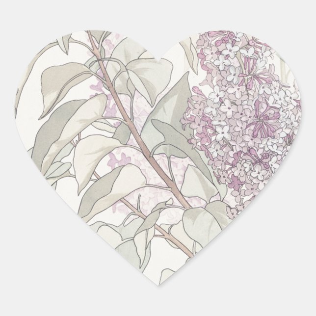 Botanical Lilac Herz-Aufkleber (Vorderseite)