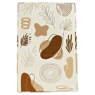 Botanical Line Art Paper Bag Mittlere Geschenktüte
