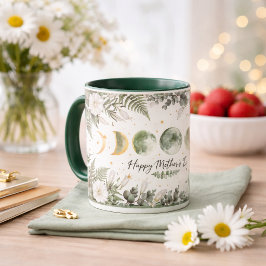 Botanical Moon Phase Happy Mother’s Day Green Tasse