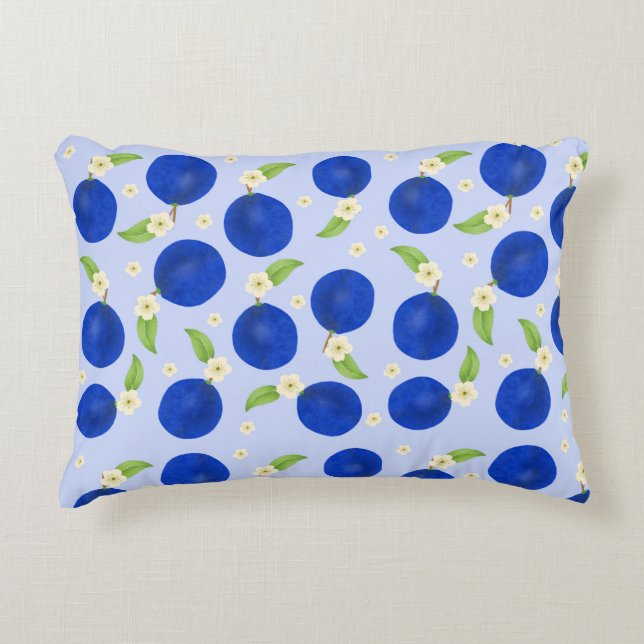 Botanical Plums Collection Blue Dekokissen (Vorderseite)