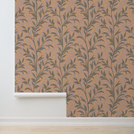 Botanical Poetry of Leaves Earthy Olive Glow Tapete