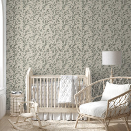 Botanical Poetry of Leaves Earthy Soft Beige Tapete
