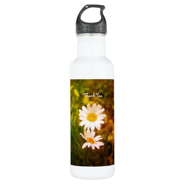 Botanical Romance – The Daisy Couple Thank You Edelstahlflasche (Vorderseite)