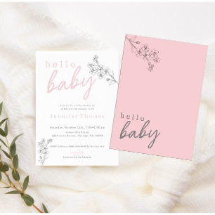Botanical Rose Bonjour Baby Baby shower Invitation