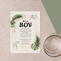 Botanical Safari Elephant Giraffe Boys Baby Shower