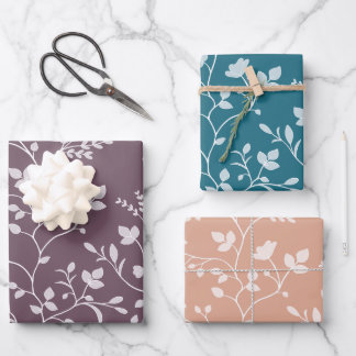 Botanical Serenade Minimalist White Floral Gift Geschenkpapier Set