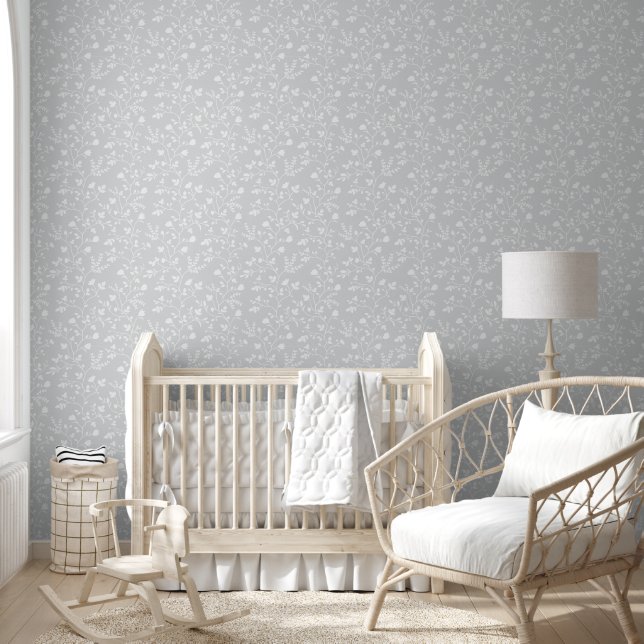 Botanical Serenade XL delicate floral silhouette Tapete (Kinder)