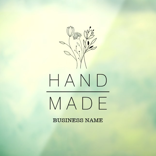 Botanical Simple Minimalist Handmade Business Fensteraufkleber (Blatt 3)