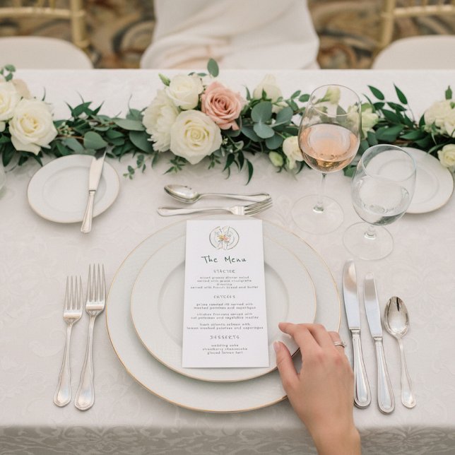 Botanical Sketch Floral Wedding Dinner Menu (Créateur téléchargé)
