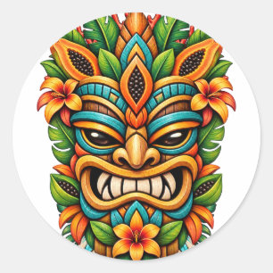 Botanical Smile Tiki-Aufkleber Runder Aufkleber
