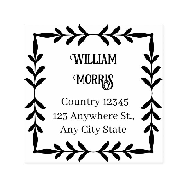 Botanical Square Custom Address Stamp Permastempel (Design)
