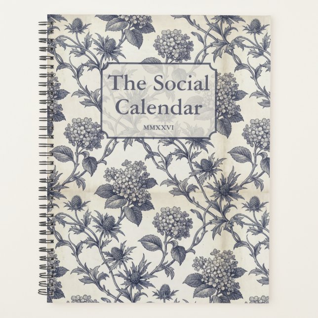Botanical Toile | Hydrangea & Sea Holly Custom Planer (Vorderseite)