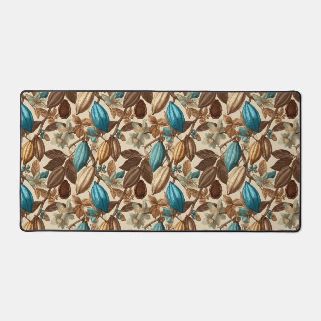 Botanical Turquoise Cacao Pattern  Schreibtischunterlage (Vorderseite)