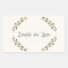 Botanical Twin Baby Shower Olive Branch Boho Green Rechteckiger Aufkleber