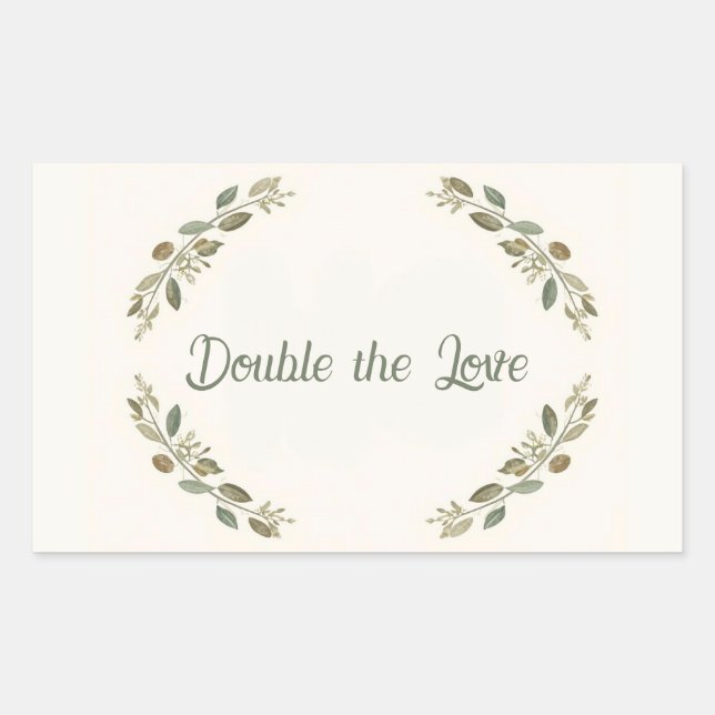 Botanical Twin Baby Shower Olive Branch Boho Green Rechteckiger Aufkleber (Vorderseite)