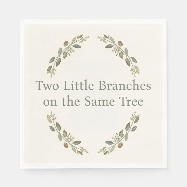Botanical Twin Baby Shower Olive Branch Boho Green Serviette (Vorderseite)