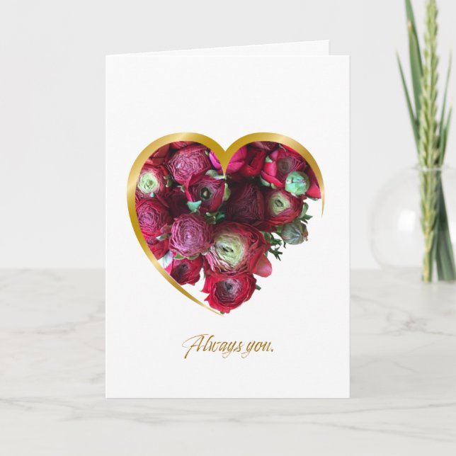 Botanical Valentine’s Day Card – Floral Heart with Karte (Vorderseite)