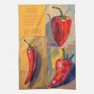 Botanical Watercolor Chillie Kitchen  Geschirrtuch