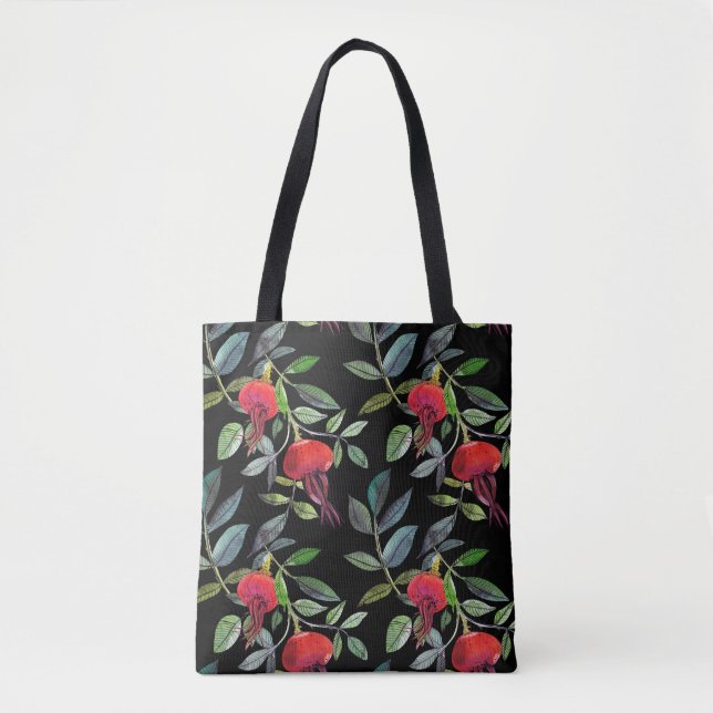 Botanical watercolor drawing dogrose pattern. Brig Tasche (Vorderseite)