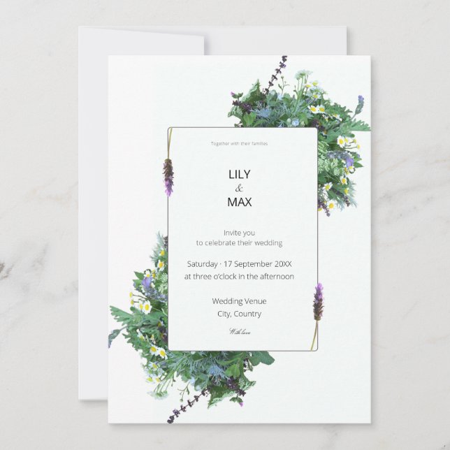 Botanical Wedding Invitation | Elegant Wildflower  Einladung (Vorderseite)