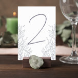 Botanical Wedding Reception Table Number Card Tischnummer<br><div class="desc">Add a graceful and cohesive detail to your reception tables with this elegant minimalist botanical wedding table number card. Featuring delicate leaf line art and a modern handwritten-style number, this design blends natural beauty with timeless sophistication. The flowing botanical illustrations frame the table number beautifully, creating a soft and romantic...</div>