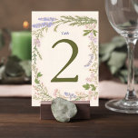 Botanical Wedding Table Number Card Tischnummer<br><div class="desc">Add a charming botanical detail to your reception tables with this elegant wildflower wedding table number card. Surrounded by a delicate frame of soft pastel florals and greenery, this design brings a romantic garden-inspired feel to your wedding décor. The graceful botanical border features gentle sprigs of lavender, blush blossoms, and...</div>