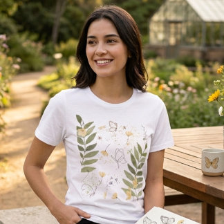 Botanical Wildflower Butterfly T-Shirt Tri-Blend Shirt