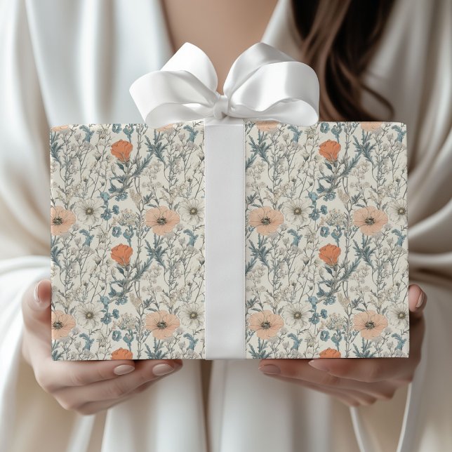 Botanical Wildflower Elegant Gift Wrapping Paper Geschenkpapier (Von Creator hochgeladen)