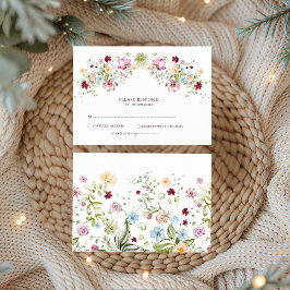 Botanical Wildflower Wedding RSVP Card Begleitkarte