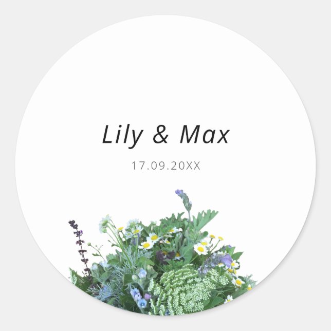 Botanical Wildflower Wedding Sticker (Vorderseite)